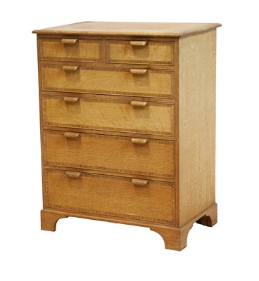 Lot 191 - An English Oak Crossbanded Chest of Drawers,...