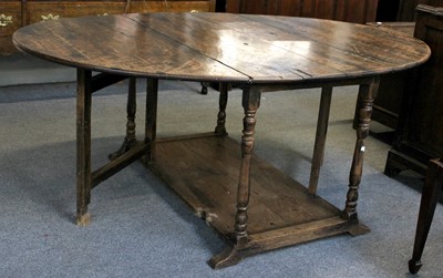 Lot 92 - An 18th Century Oak Gate Leg Dining Table,...