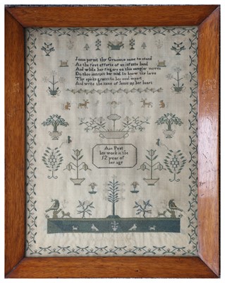 Lot 2127 - An Early 19th Century Pictorial Sampler With...