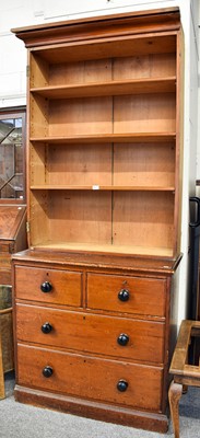 Lot 151 - A Victorian Stained Pine Bookcase Cabinet,...
