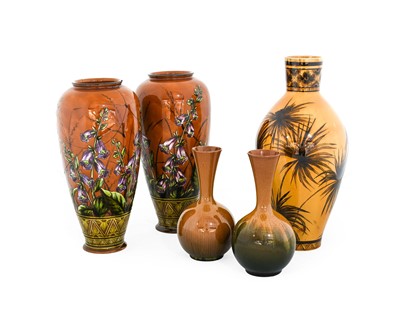 Lot 18 - A Pair of Linthorpe Pottery Vases, painted by...