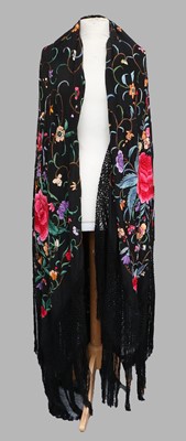 Lot 2114 - An Early 20th Century Chinese Large Black Silk...