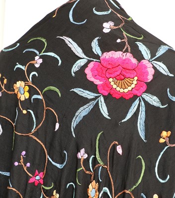 Lot 2114 - An Early 20th Century Chinese Large Black Silk...
