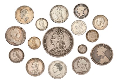 Lot 39 - Small Assortment of British Silver Coinage; 16...