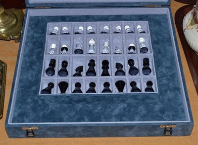 Lot 76 - A Swarovski silver crystal chess set with board, cased