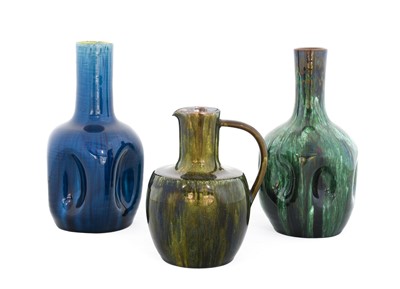 Lot 11 - Two Linthorpe Pottery Vases, shape 24, blue...