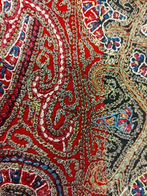 Lot 2088 - A Late 19th Century Black Embroidered Paisley...