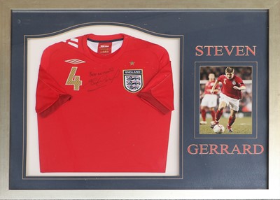 Lot 3045 - Steven Gerrard Autographed England No.4 Red Shirt