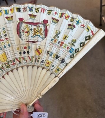 Lot 229 - An 18th Century Heraldic Fan by Sarah Ashton,...