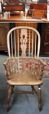 Lot 34 - 19th Century Elm WIndsor Chair; together with...