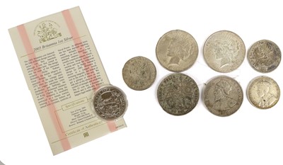 Lot 133 - Mixed North and South America Silver Coins; 8...