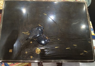 Lot 69 - A Japanese Silver and Shibuichi Box and Cover,...