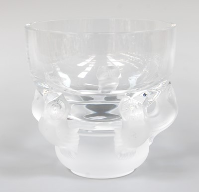 Lot 120 - A Modern Lalique Glass Vase, Hiboux pattern,...