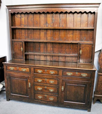 Lot 86 - An 18th Century Crossbanded Oak Welsh Dresser,...