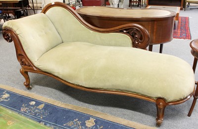 Lot 117 - A Victorian Mahogany Framed Chaise Lounge,...