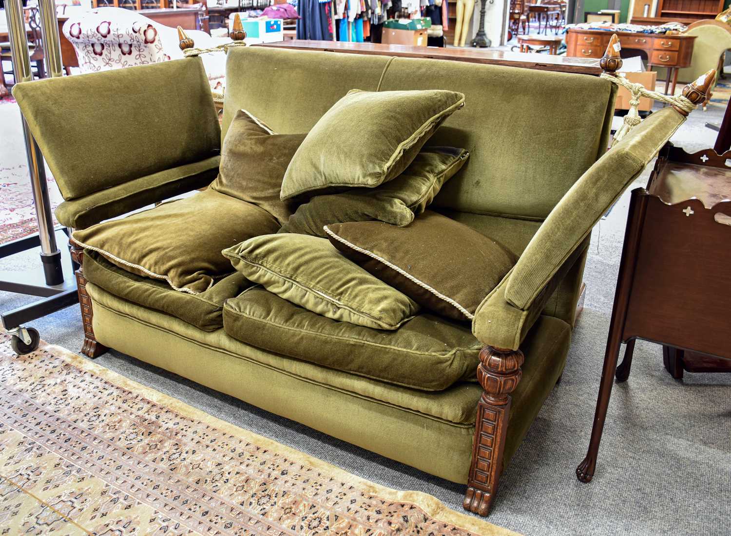 Lot 140 - An Early 20th Century Oak Framed Drop End Sofa,...