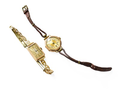 Lot 327 - A Lady's 9 Carat Gold Rectangular Wristwatch,...