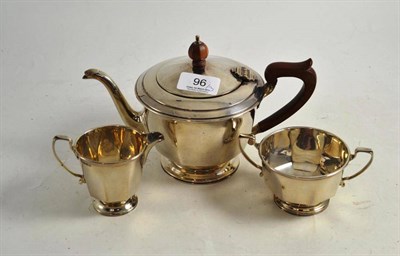Lot 96 - A silver three piece tea service, Birmingham 1933