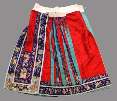 Lot 2205 - 19th Century Decorative Chinese Red Silk Skirt,...