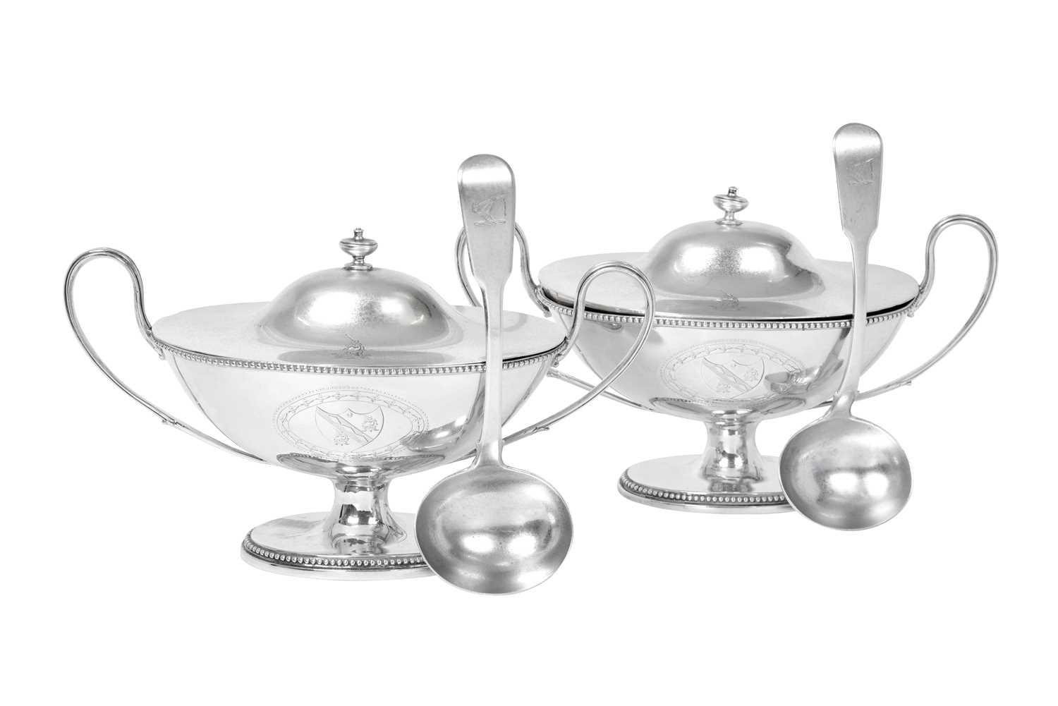 Lot 2189 - A Pair of George III Silver Sauce-Tureens and Covers