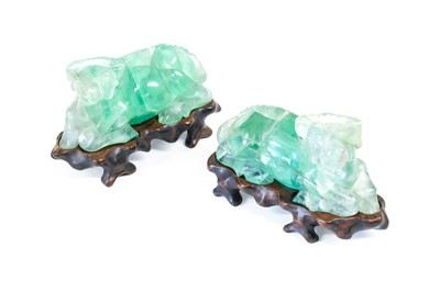 Lot 235 - A Pair of Chinese Green Quartz Figures of...