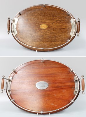 Lot 1348 - An Edwardian Oak and Silver-Plate-Mounted Oval...