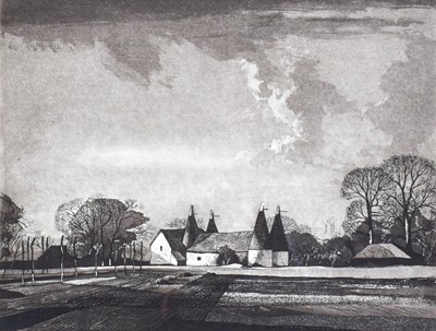 Lot 344 - Rowland Hilder (1905-1993) Oast House in a...