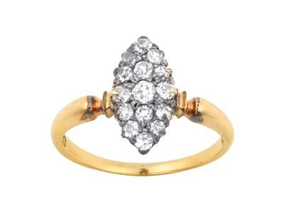 Lot 2108 - A Diamond Cluster Ring the navette form set...