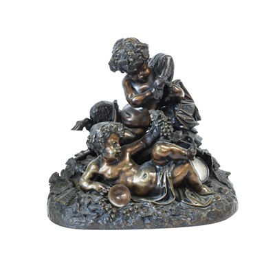 Lot 124 - After Clodion: A Bronze Bacchic Group, with...