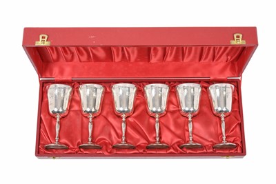 Lot 2172 - A Cased Set of Six Elizabeth II Silver Goblets