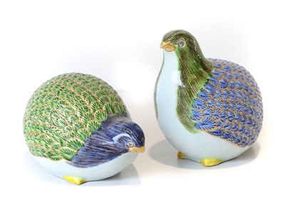 Lot 92 - A Pair of Japanese Porcelain Models of Quail,...