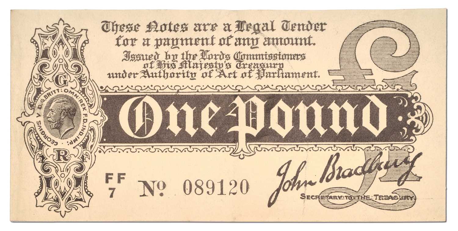 One Pound Paper Note Lot 424 - Treasury Issue, One Pound Note, first