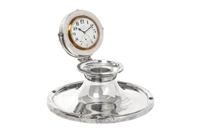 Lot 2139 - A George V Silver Inkwell and Goliath Pocket-Watch