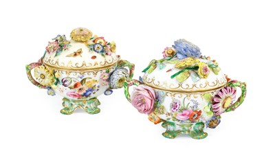 Lot 318 - A Pair of Coalbrookdale-Style Porcelain Bowls...