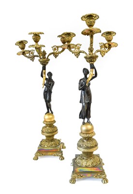 Lot 139 - A Pair of Gilt and Patinated Bronze...