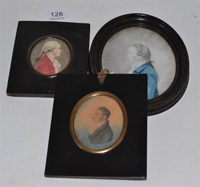 Lot 128 - Three miniature portraits of gentlemen