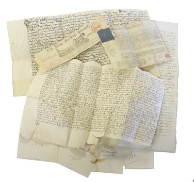 Lot 84 - Early Indentures, autographs, etc. A small...