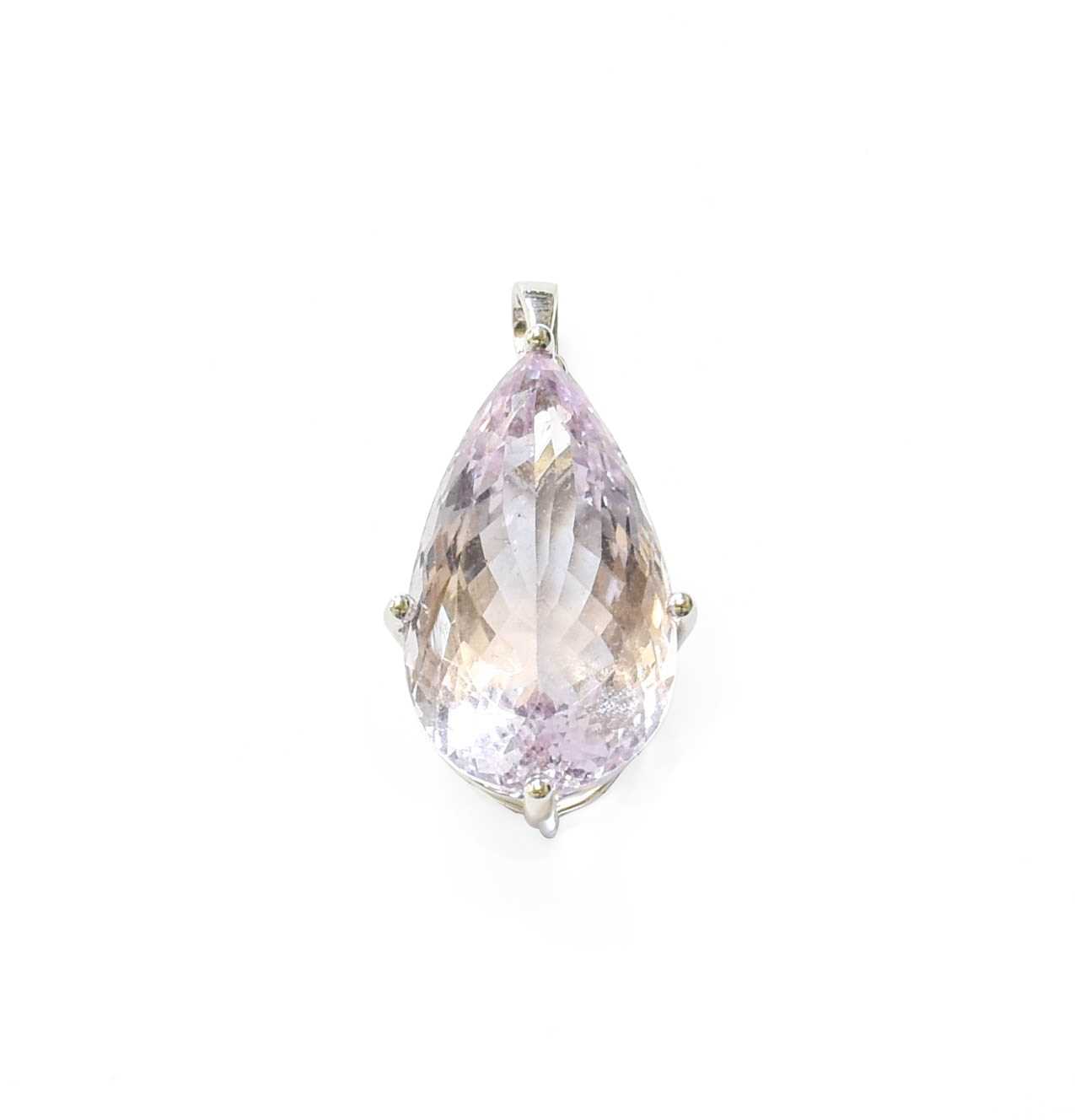 Amethyst Pendant With 0.02Ct Diamonds In 9ct White Gold main image 1