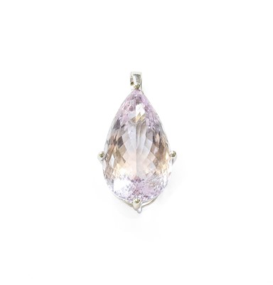 Lot 358 - An 18 Carat White Gold Amethyst Pendant, the...