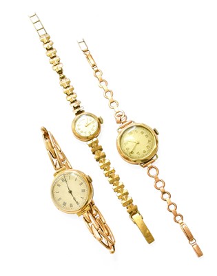 Lot 21 - A Lady's 15 Carat Gold Wristwatch, and two...