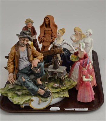 Lot 147 - Nine Royal Doulton and other decorative figures including Teatime, Caroline and Diana (9)