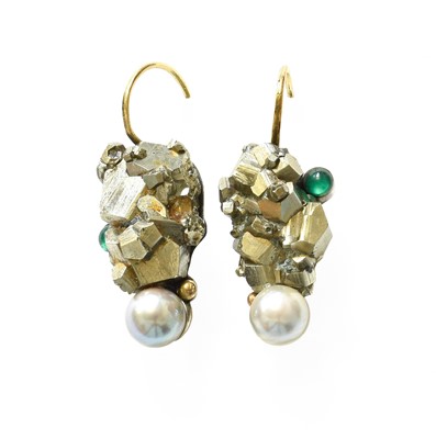 Lot 1030 - A Pair of Pyrite, Green Stone and Cultured...