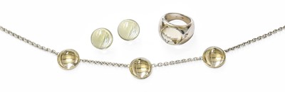 Lot 1031 - A Necklace, Ring and Earring Suite, by Lalique,...