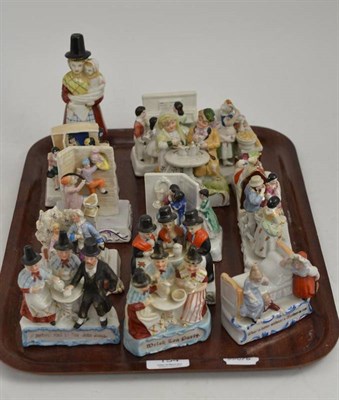 Lot 154 - A tray of fourteen assorted Fairings, figurines, spill holders, etc, including Conta & Boehme
