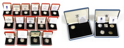 Lot 376 - 18x Silver Proof Piedfort £1 Coins; different...