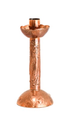 Lot 155 - An Arts & Crafts Newlyn Copper Candlestick,...