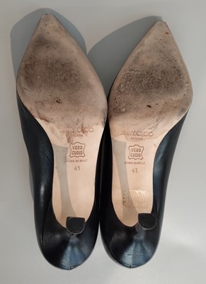 Lot 1001 - Pair of Gina 'Jade' White and Silver Leather...