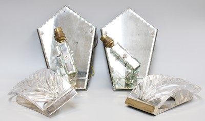Lot 181 - A Pair of Vintage Mirror-Glass Wall Lights,...
