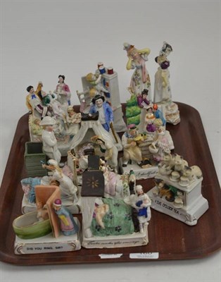 Lot 160 - A tray of sixteen assorted Fairings, figurines, spill holders, etc, including Conta & Boehme