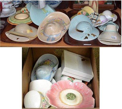 Lot 170 - Twenty four assorted pottery hat shaped wall pockets/planters/plaques and two Lladro figures (36)